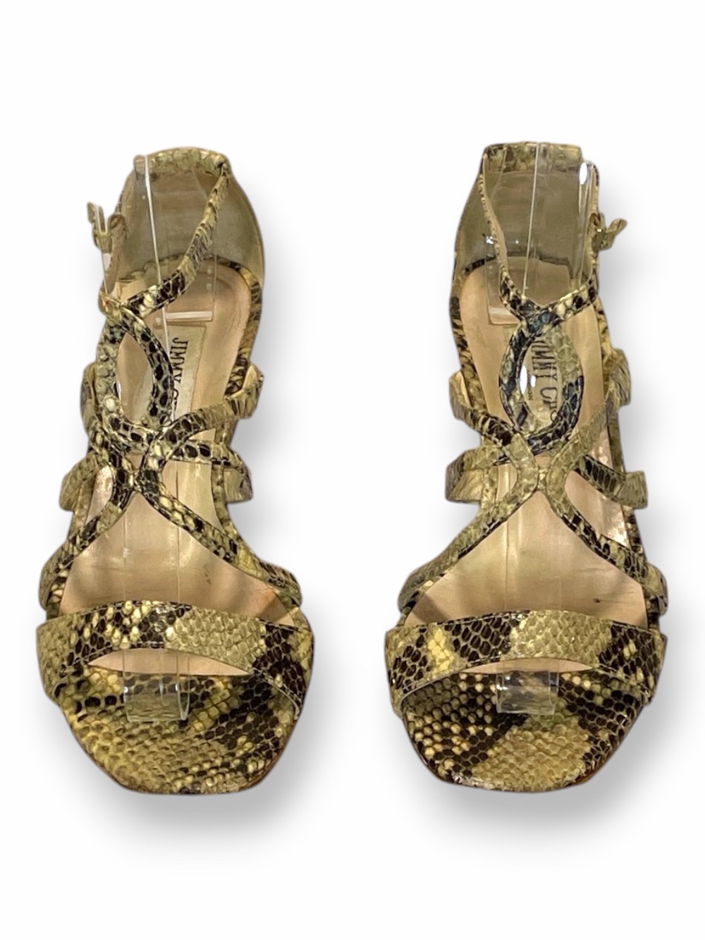 Jimmy Choo Gold Snakeskin Wedge Sandals size 37
